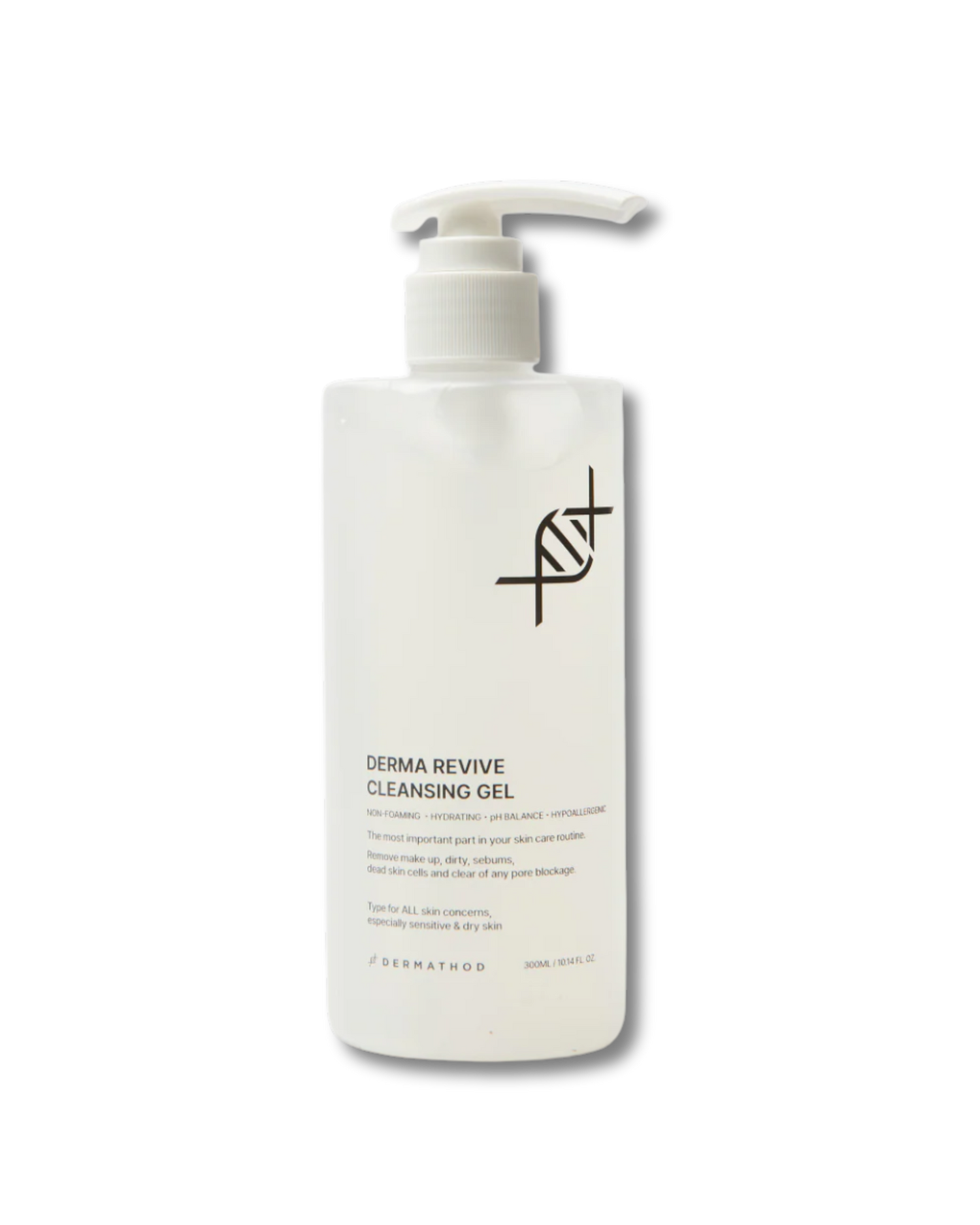 Gentle Revive Cleansing Gel bottle for sensitive and dry skin, 300mL non-foaming hydrating facial cleanser.