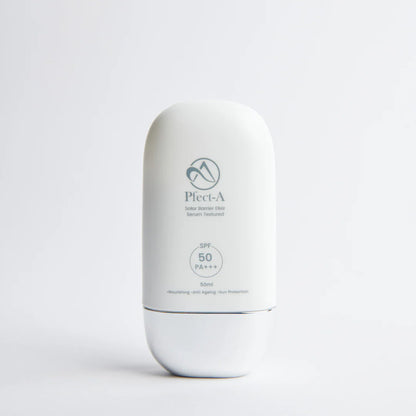 Pfect-A Solar Elixir Sunscreen SPF 50+, Korean lightweight sunscreen bottle on a neutral background.